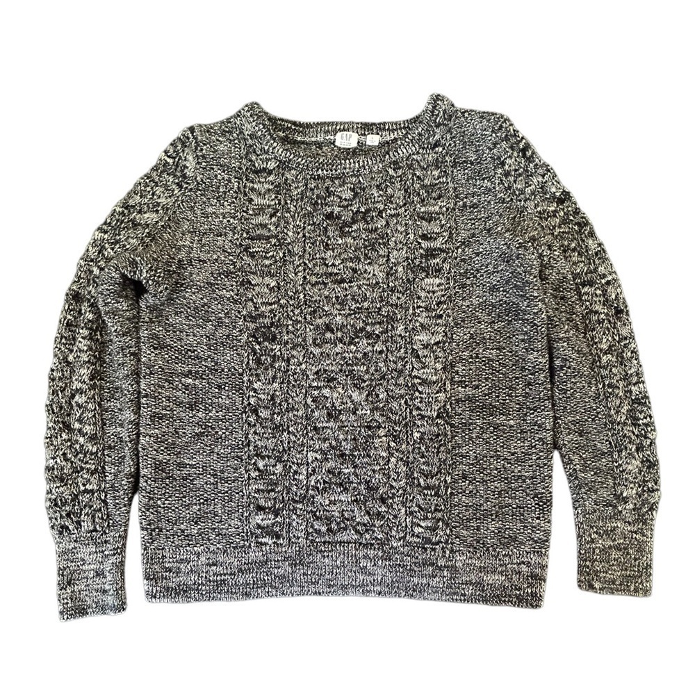GAP Cable Knit Black & White Women’s Crew Neck Sweater • Used • Size: Large